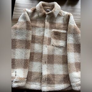 Zara Cream and Brown Sherpa Jacket